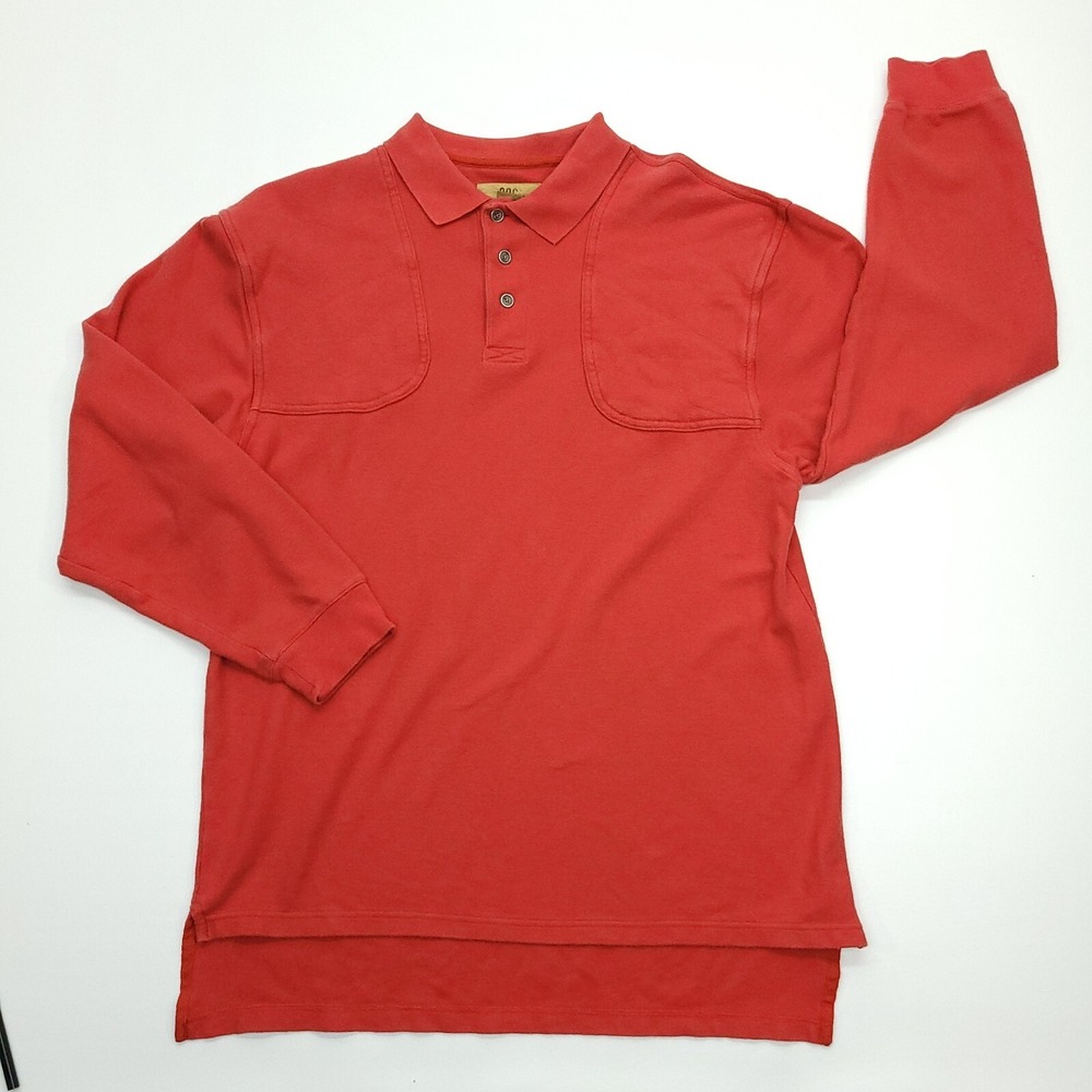 King Ranch Shirt Men M Red Long‎ Sleeve Cotton Pique Texas Western Cowboy Polo